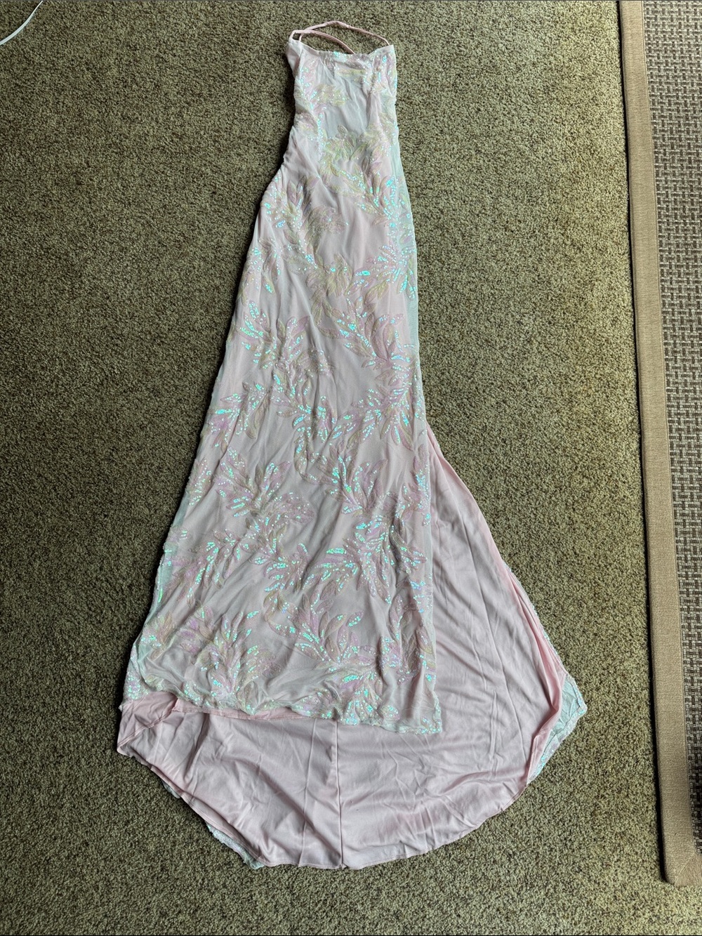 Elegant Pink Sequin Maxi Dress
